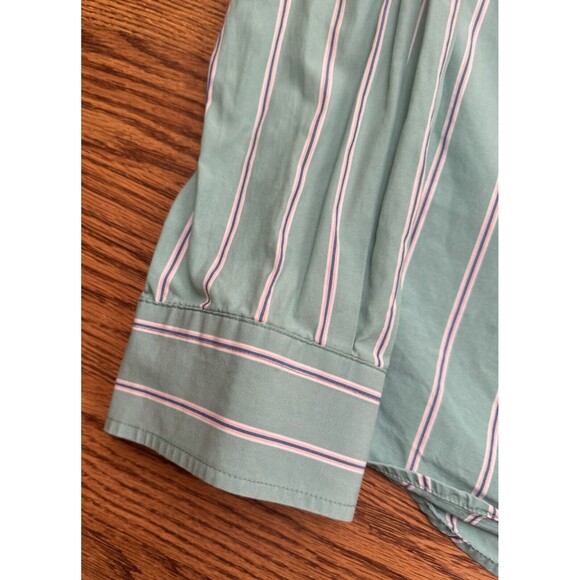 Abercrombie Button Up Mens XL Green Striped Muscle Fit  22" Pit To Pit - Picture 9 of 13